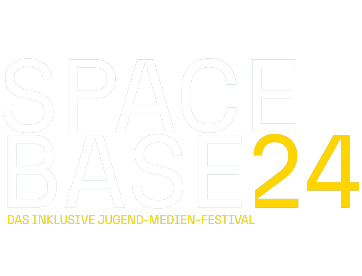 Logo SpaceBase24. Das inklusive Jugend-Medien-Festival. Link führt zur Projektseite